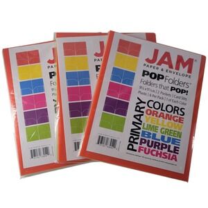 3PK x 6PCS JAM Paper Primary Colors POP Folders 9.5x11.5 Plastic
